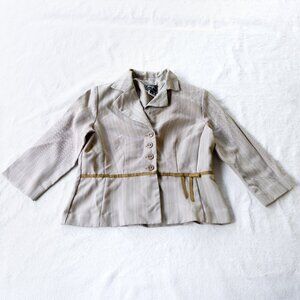 Vintage 90s Striped Tailored Jacket with Ribbon Waist | Academia